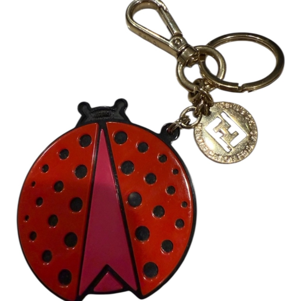 RARE Fendi Ladybug Bag Charm Keychain - Red/Pink/Gold